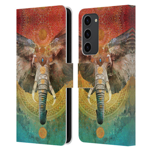 Jena DellaGrottaglia Animals Elephant Leather Book Wallet Case Cover For Samsung Galaxy S23+ 5G