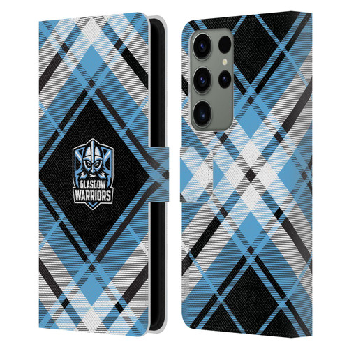Glasgow Warriors Logo 2 Diagonal Tartan Leather Book Wallet Case Cover For Samsung Galaxy S23 Ultra 5G