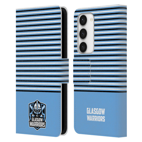 Glasgow Warriors Logo Stripes Blue 2 Leather Book Wallet Case Cover For Samsung Galaxy S23 5G