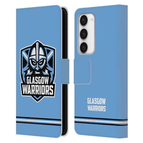 Glasgow Warriors Logo Stripes Blue Leather Book Wallet Case Cover For Samsung Galaxy S23 5G