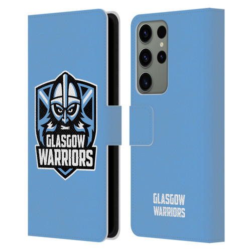 Glasgow Warriors Logo Plain Blue Leather Book Wallet Case Cover For Samsung Galaxy S23 Ultra 5G