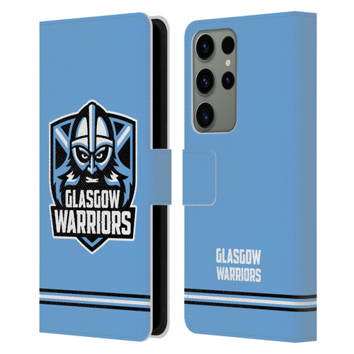 Glasgow Warriors Logo Stripes Blue Leather Book Wallet Case Cover For Samsung Galaxy S23 Ultra 5G