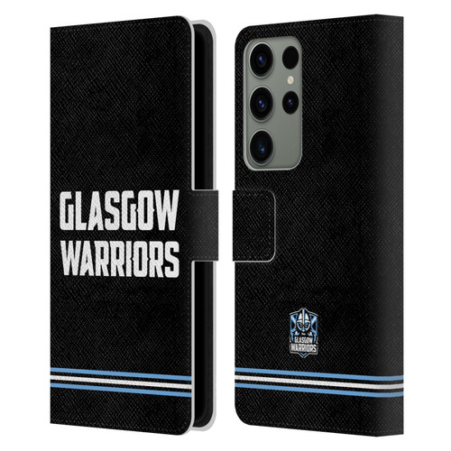 Glasgow Warriors Logo Text Type Black Leather Book Wallet Case Cover For Samsung Galaxy S23 Ultra 5G
