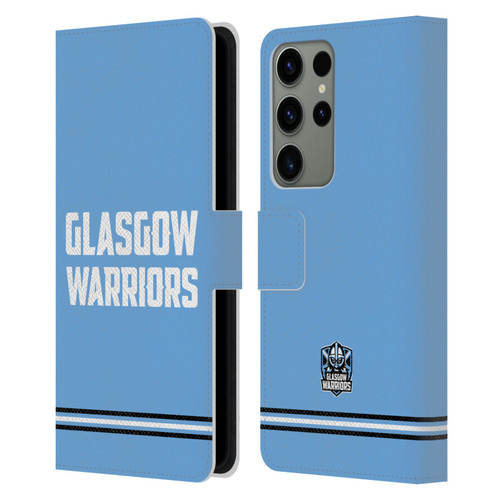 Glasgow Warriors Logo Text Type Blue Leather Book Wallet Case Cover For Samsung Galaxy S23 Ultra 5G