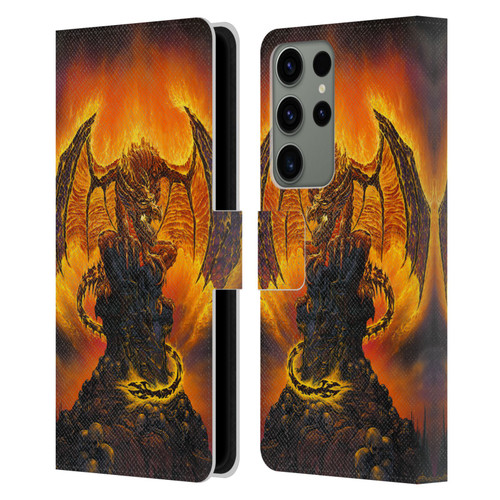 Ed Beard Jr Dragons Harbinger Of Fire Leather Book Wallet Case Cover For Samsung Galaxy S23 Ultra 5G