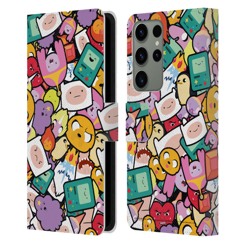 Adventure Time Graphics Pattern Leather Book Wallet Case Cover For Samsung Galaxy S23 Ultra 5G