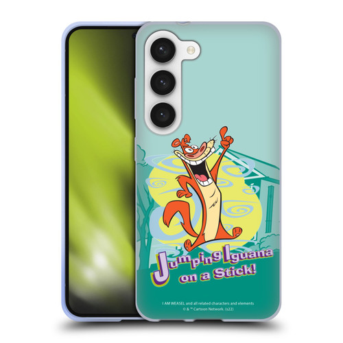 I Am Weasel. Graphics Jumping Iguana On A Stick Soft Gel Case for Samsung Galaxy S23 5G