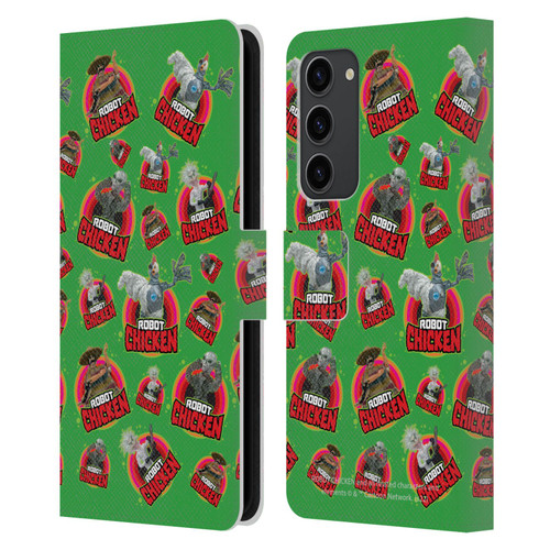 Robot Chicken Graphics Icons Leather Book Wallet Case Cover For Samsung Galaxy S23+ 5G