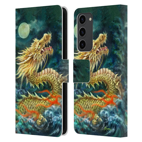 Kayomi Harai Animals And Fantasy Asian Dragon In The Moon Leather Book Wallet Case Cover For Samsung Galaxy S23+ 5G
