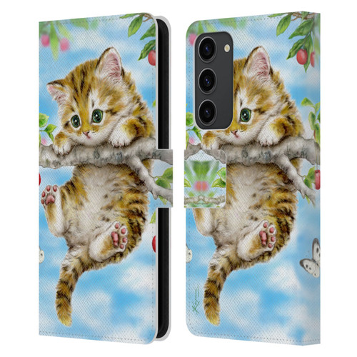 Kayomi Harai Animals And Fantasy Cherry Tree Kitten Leather Book Wallet Case Cover For Samsung Galaxy S23+ 5G