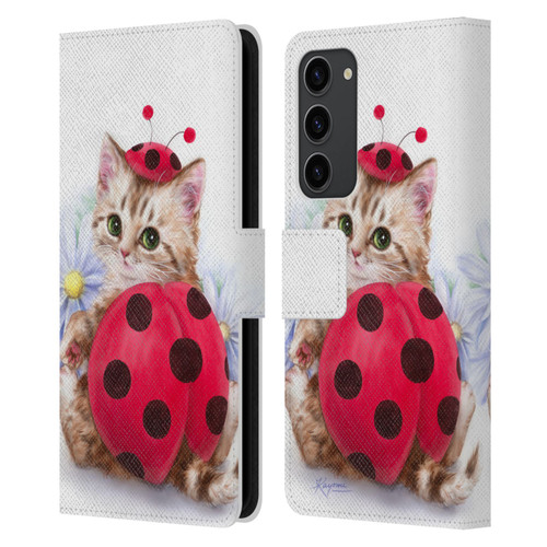 Kayomi Harai Animals And Fantasy Kitten Cat Lady Bug Leather Book Wallet Case Cover For Samsung Galaxy S23+ 5G