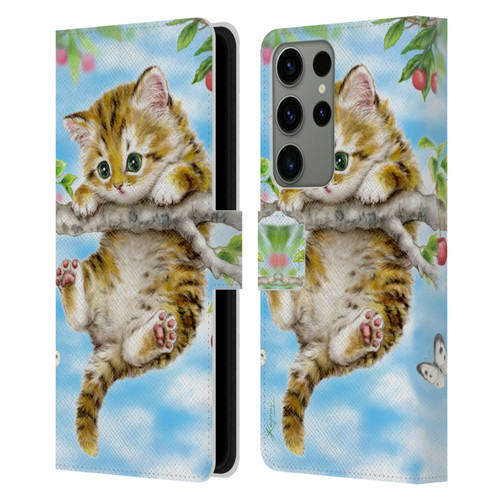 Kayomi Harai Animals And Fantasy Cherry Tree Kitten Leather Book Wallet Case Cover For Samsung Galaxy S23 Ultra 5G