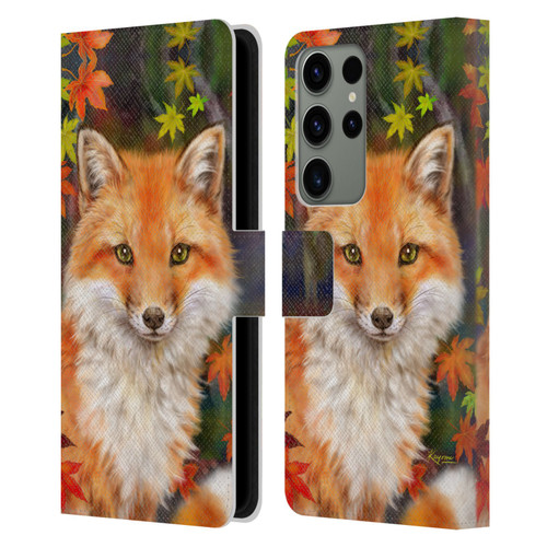 Kayomi Harai Animals And Fantasy Fox With Autumn Leaves Leather Book Wallet Case Cover For Samsung Galaxy S23 Ultra 5G