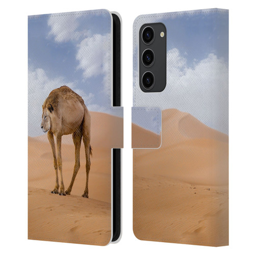 Pixelmated Animals Surreal Wildlife Camel Lion Leather Book Wallet Case Cover For Samsung Galaxy S23+ 5G