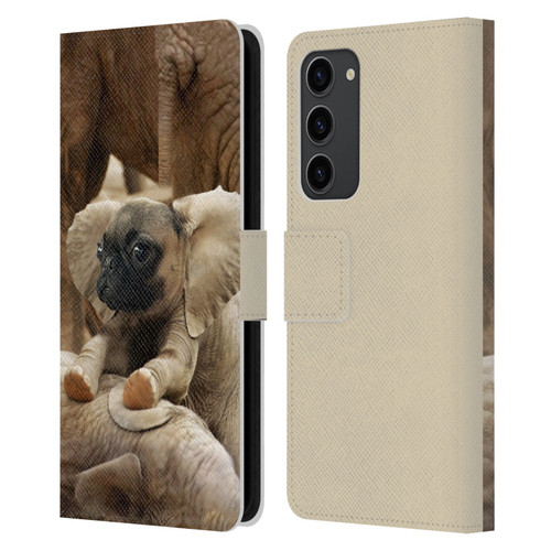 Pixelmated Animals Surreal Wildlife Pugephant Leather Book Wallet Case Cover For Samsung Galaxy S23+ 5G