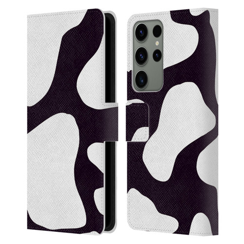 Grace Illustration Cow Prints Black And White Leather Book Wallet Case Cover For Samsung Galaxy S23 Ultra 5G