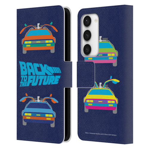 Back to the Future I Composed Art Delorean 2 Leather Book Wallet Case Cover For Samsung Galaxy S23 5G