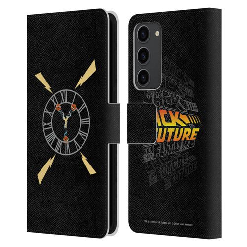 Back to the Future I Graphics Clock Tower Leather Book Wallet Case Cover For Samsung Galaxy S23+ 5G