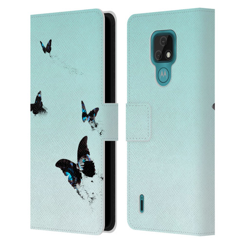 Alyn Spiller Animal Art Butterflies 2 Leather Book Wallet Case Cover For Motorola Moto E7