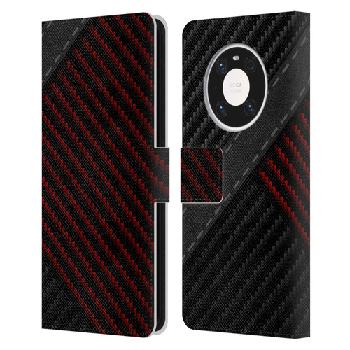 Alyn Spiller Carbon Fiber Stitch Leather Book Wallet Case Cover For Huawei Mate 40 Pro 5G