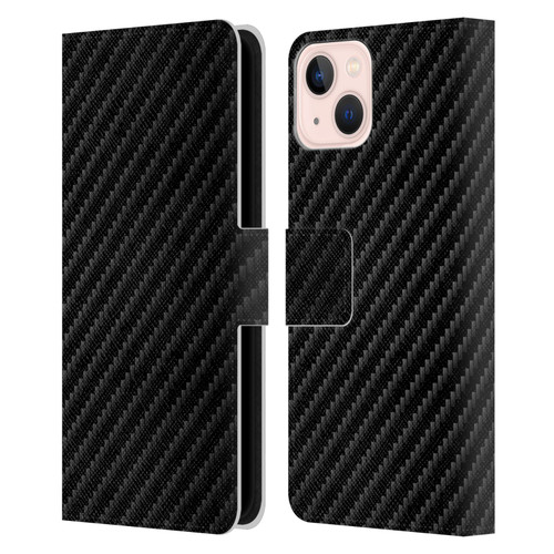Alyn Spiller Carbon Fiber Plain Leather Book Wallet Case Cover For Apple iPhone 13