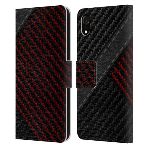 Alyn Spiller Carbon Fiber Stitch Leather Book Wallet Case Cover For Apple iPhone XR