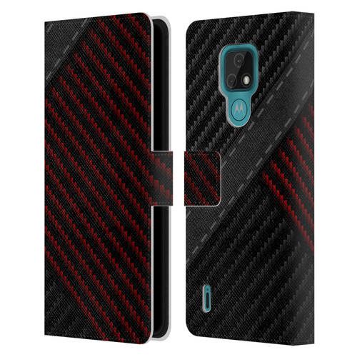 Alyn Spiller Carbon Fiber Stitch Leather Book Wallet Case Cover For Motorola Moto E7