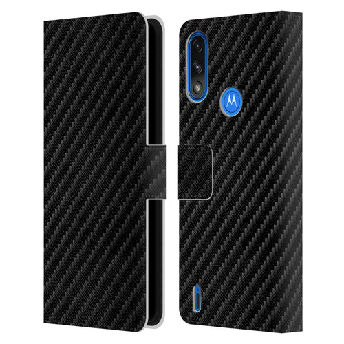 Alyn Spiller Carbon Fiber Plain Leather Book Wallet Case Cover For Motorola Moto E7 Power / Moto E7i Power