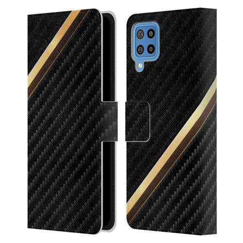 Alyn Spiller Carbon Fiber Gold Leather Book Wallet Case Cover For Samsung Galaxy F22 (2021)
