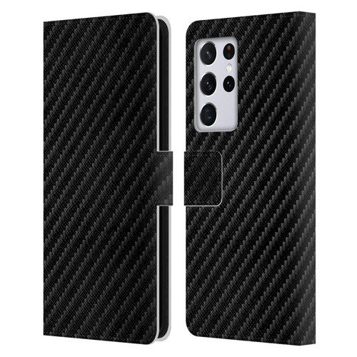 Alyn Spiller Carbon Fiber Plain Leather Book Wallet Case Cover For Samsung Galaxy S21 Ultra 5G