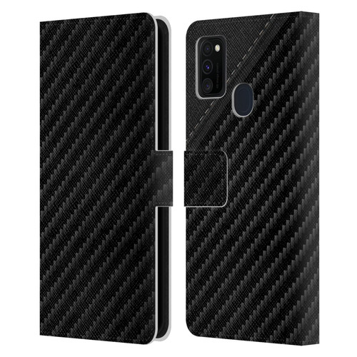 Alyn Spiller Carbon Fiber Leather Leather Book Wallet Case Cover For Samsung Galaxy M30s (2019)/M21 (2020)