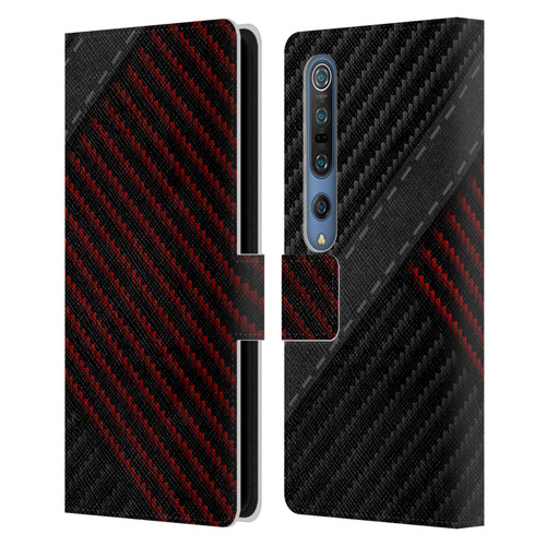 Alyn Spiller Carbon Fiber Stitch Leather Book Wallet Case Cover For Xiaomi Mi 10 5G / Mi 10 Pro 5G