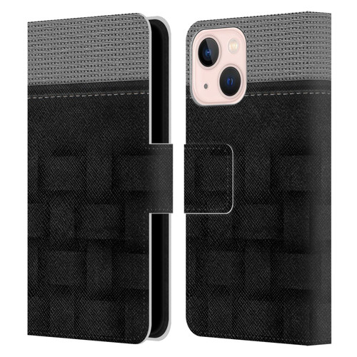 Alyn Spiller Luxury Charcoal Leather Book Wallet Case Cover For Apple iPhone 13 Mini