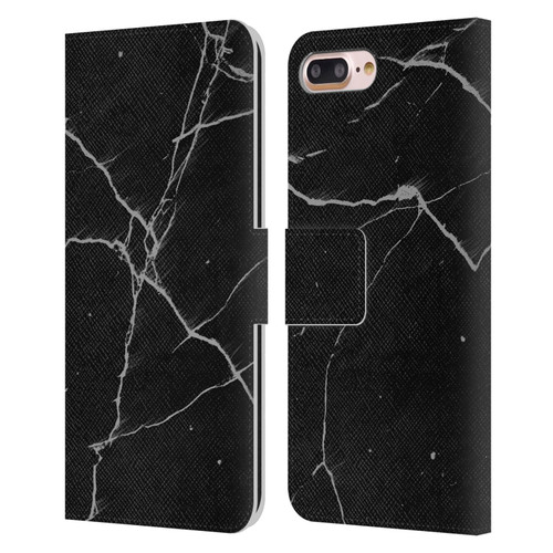 Alyn Spiller Marble Black Leather Book Wallet Case Cover For Apple iPhone 7 Plus / iPhone 8 Plus