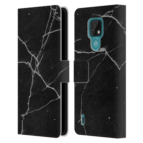 Alyn Spiller Marble Black Leather Book Wallet Case Cover For Motorola Moto E7