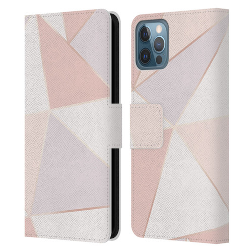 Alyn Spiller Rose Gold Geometry Leather Book Wallet Case Cover For Apple iPhone 12 / iPhone 12 Pro