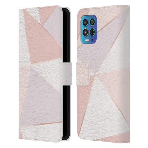 Alyn Spiller Rose Gold Geometry Leather Book Wallet Case Cover For Motorola Moto G100