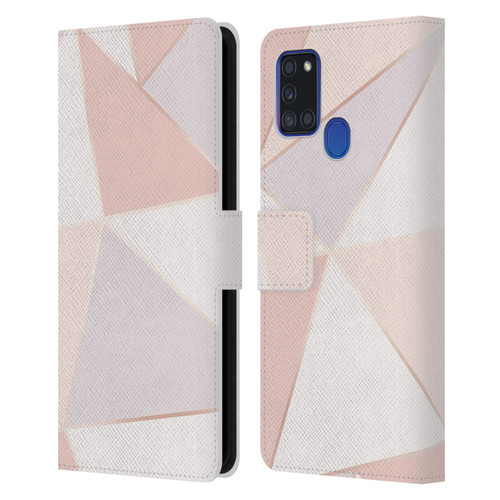 Alyn Spiller Rose Gold Geometry Leather Book Wallet Case Cover For Samsung Galaxy A21s (2020)