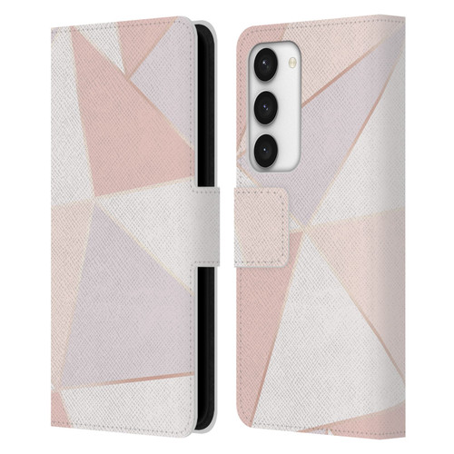 Alyn Spiller Rose Gold Geometry Leather Book Wallet Case Cover For Samsung Galaxy S23 5G