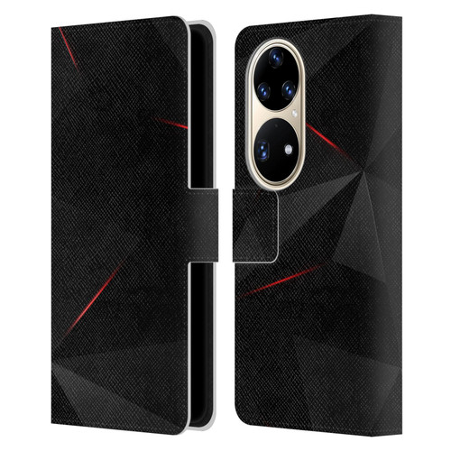 Alyn Spiller Tectonic Red Leather Book Wallet Case Cover For Huawei P50 Pro