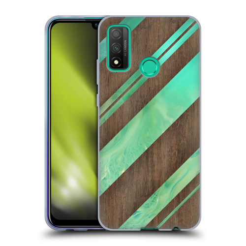 Alyn Spiller Wood & Resin Diagonal Stripes Soft Gel Case for Huawei P Smart (2020)