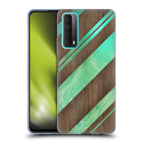 Alyn Spiller Wood & Resin Diagonal Stripes Soft Gel Case for Huawei P Smart (2021)