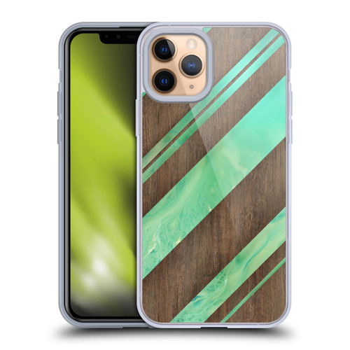 Alyn Spiller Wood & Resin Diagonal Stripes Soft Gel Case for Apple iPhone 11 Pro