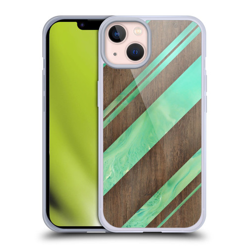 Alyn Spiller Wood & Resin Diagonal Stripes Soft Gel Case for Apple iPhone 13