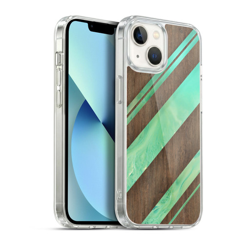 Alyn Spiller Wood & Resin Diagonal Stripes Soft Gel Case for Apple iPhone 13