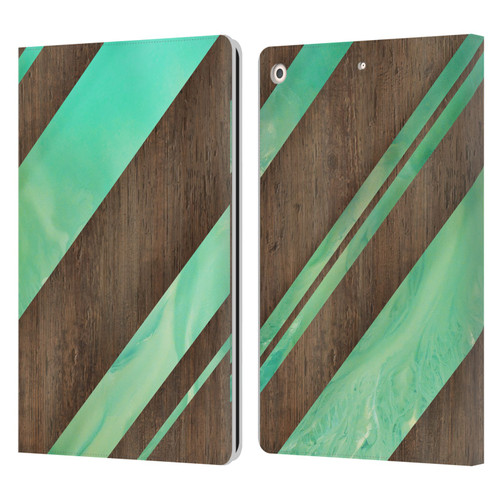 Alyn Spiller Wood & Resin Diagonal Stripes Leather Book Wallet Case Cover For Apple iPad 10.2 2019/2020/2021