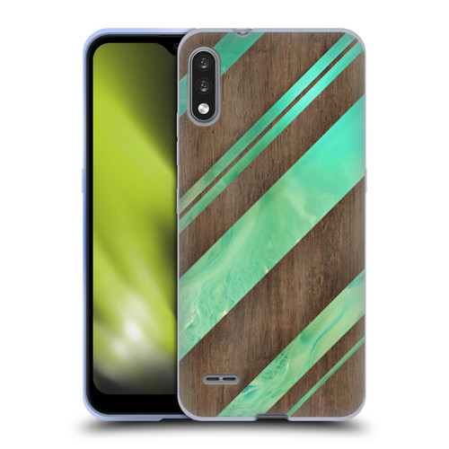 Alyn Spiller Wood & Resin Diagonal Stripes Soft Gel Case for LG K22