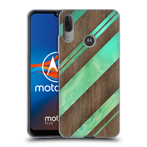 Alyn Spiller Wood & Resin Diagonal Stripes Soft Gel Case for Motorola Moto E6 Plus
