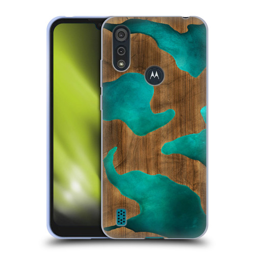 Alyn Spiller Wood & Resin Aqua Soft Gel Case for Motorola Moto E6s (2020)