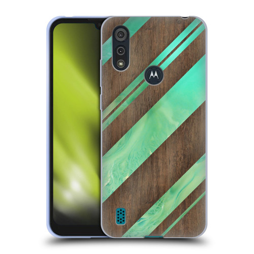 Alyn Spiller Wood & Resin Diagonal Stripes Soft Gel Case for Motorola Moto E6s (2020)